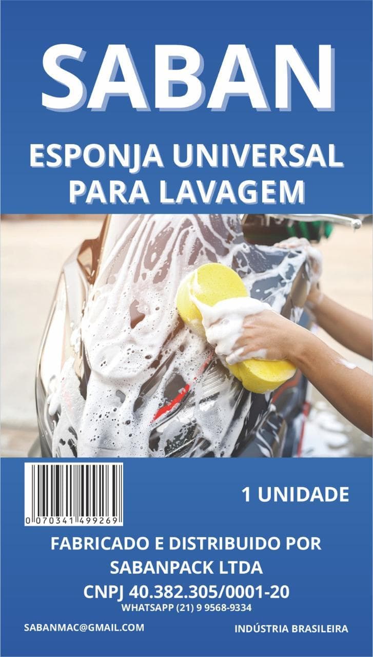 Esponja SABAN para lavagem de motos, bicicletas e veículos leves