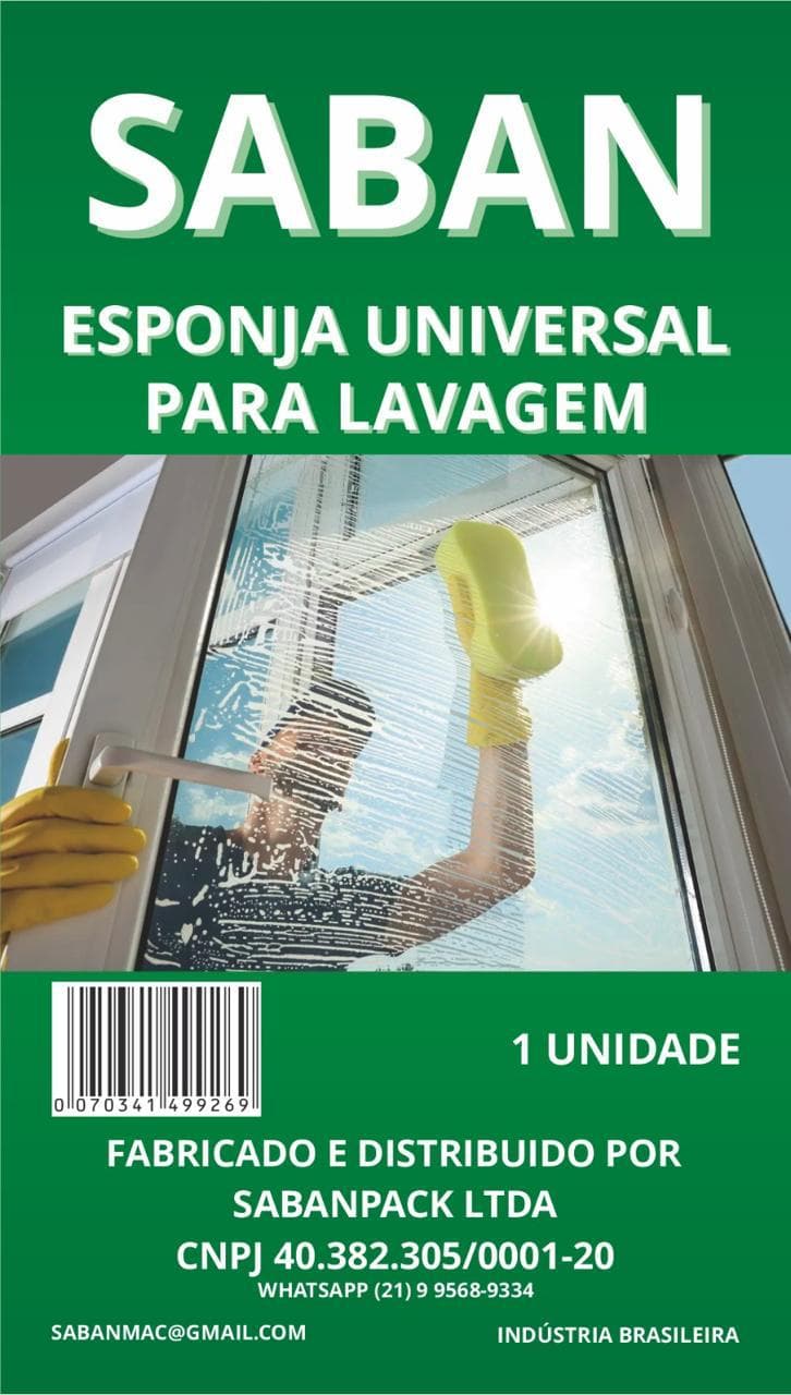 Esponja SABAN para limpeza de vidros residenciais, janelas e portas